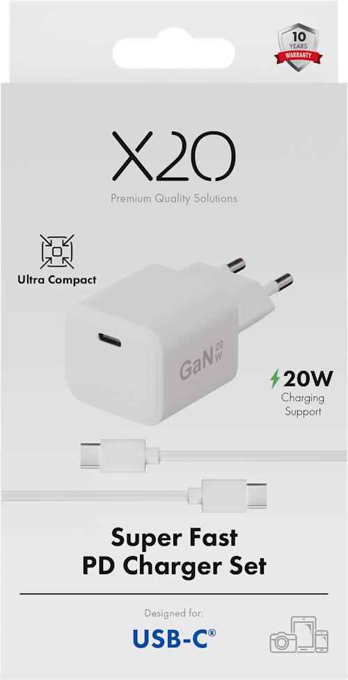 X2O 20W PD GaN USB-C Laturi + kaapeli