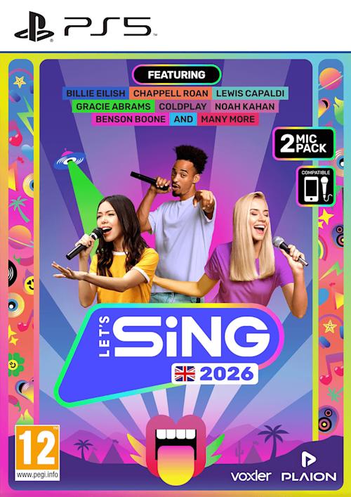 PS5-peli Lets Sing 2026 ja 2 mikrofonia
