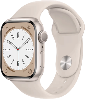 Apple Watch Series 8 GPS 41 mm valkea alumiinikuori/valkea urheiluranneke