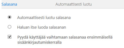 Määritä käyttäjälle uusi salasana