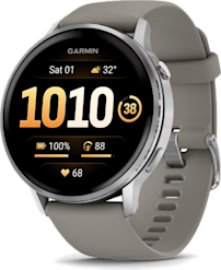 Garmin Venu 4 -GPS-älykello 45 mm Hopea/Harmaa ranneke