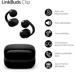 Sony LinkBuds Clip -langattomat kuulokkeet Musta