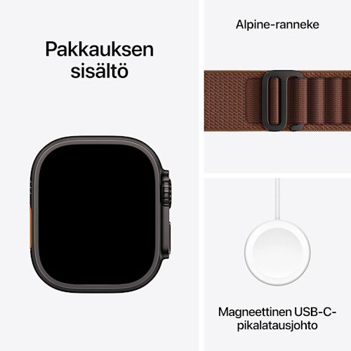 Apple Watch Ultra 4 GPS + Cellular 49 mm musta titaanikuori ja viininpunainen Trail-ranneke - M/L