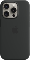 Apple iPhone 15 Pro -silikonikuori MagSafe Musta