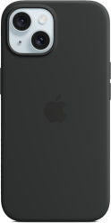Apple iPhone 15 -silikonikuori MagSafe Musta