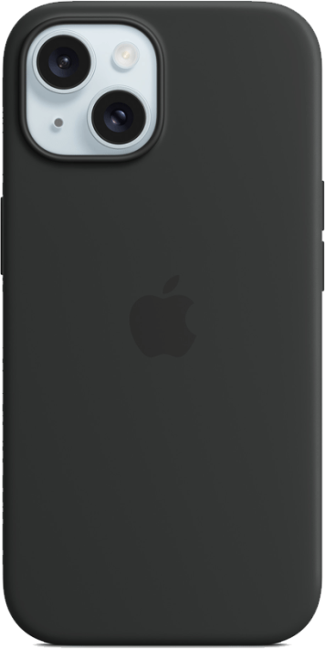 Apple iPhone 15 -silikonikuori MagSafe Musta