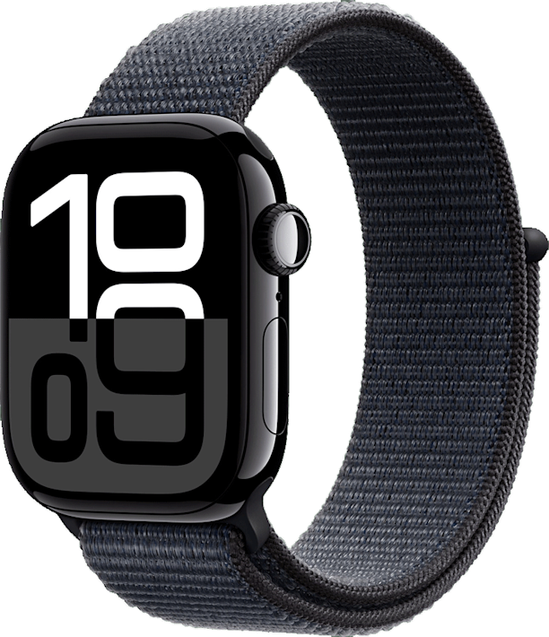 Apple Watch Series 10 GPS 46 mm peilimusta alum. kuori/muste Sport Loop -ranneke