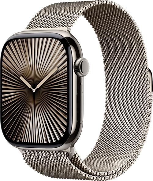 Apple Watch Series 10 GPS + Cellular 46 mm titaaninen kuori ja milanolaisranneke S/M