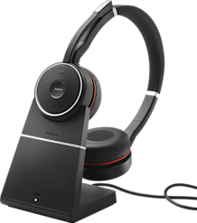 Jabra Evolve 75 MS -langattomat kuulokkeet latausjalustalla