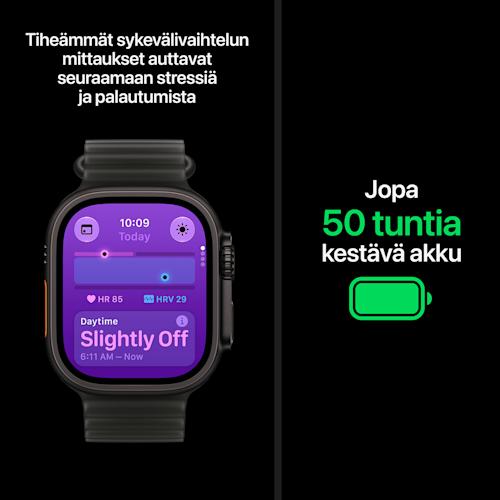 Apple Watch Ultra 4 GPS + Cellular 49 mm musta titaanikuori ja viininpunainen Trail-ranneke - M/L