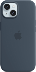 Apple iPhone 15 -silikonikuori MagSafe Myrskynsininen