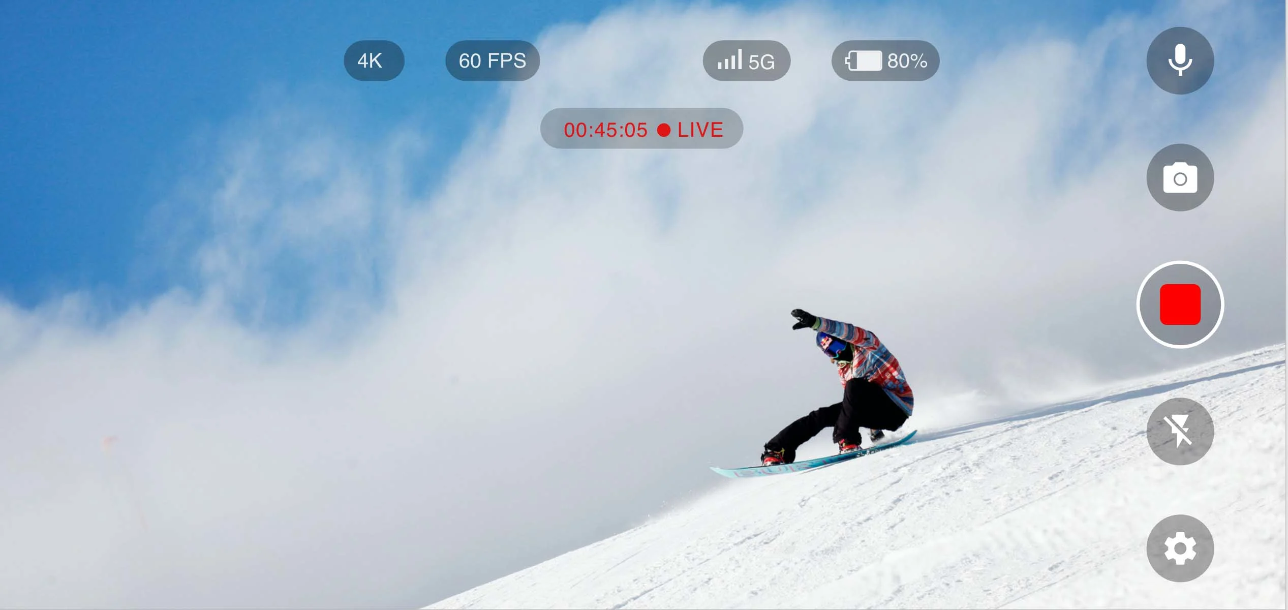 Lumilautailu livestriimaus Elisa 5G