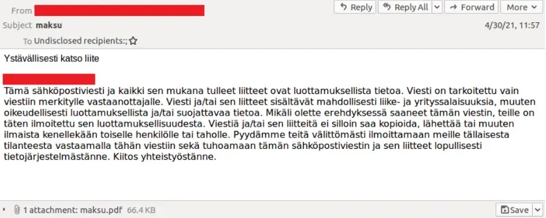 Esimerkki haitallisesta liitteestä