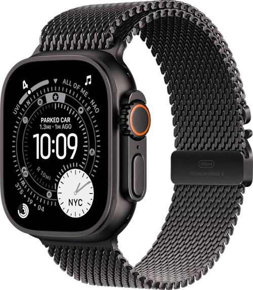 Apple Apple Watch Ultra 3 GPS + Cellular 49 mm musta titaanikuori ja musta milanolaisranneke Koko L