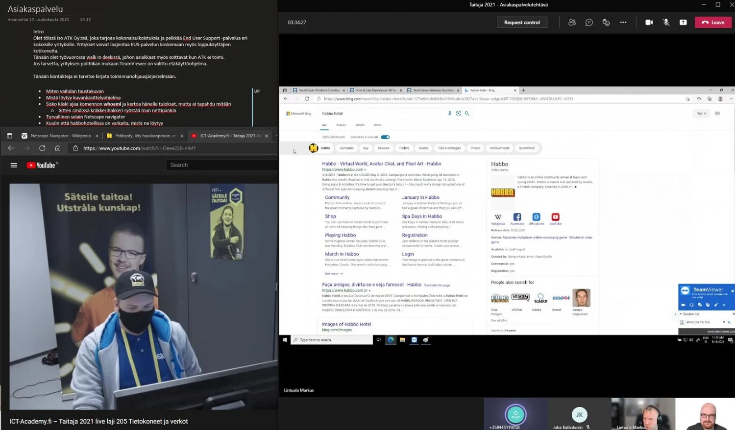 Havainnekuva asiakaspalvelutehtävästä