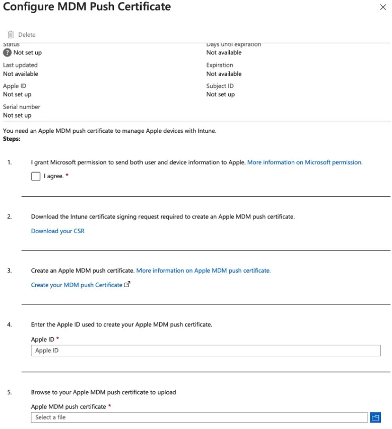MDM-hallinnan konfigurointi