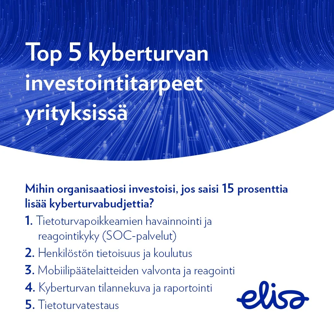 Top 5 -kyberturvan investointitarpeet yrityksissä.
