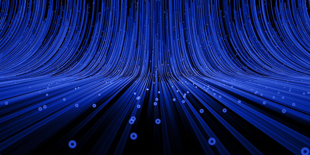 Kuvituskuva, jossa sinisiä valojuovia