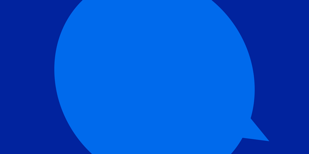 Kuvituskuva, jossa sininen puhekupla